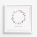 Personalisiertes Hochzeits-Gästebuch Leinwand 50x50 cm - Motiv Blumenkranz - MADYES - Hochzeitsdeko Manufaktur