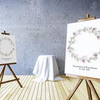 Personalisiertes Hochzeits-Gästebuch Leinwand 50x50 cm - Motiv Blumenkranz - MADYES - Hochzeitsdeko Manufaktur