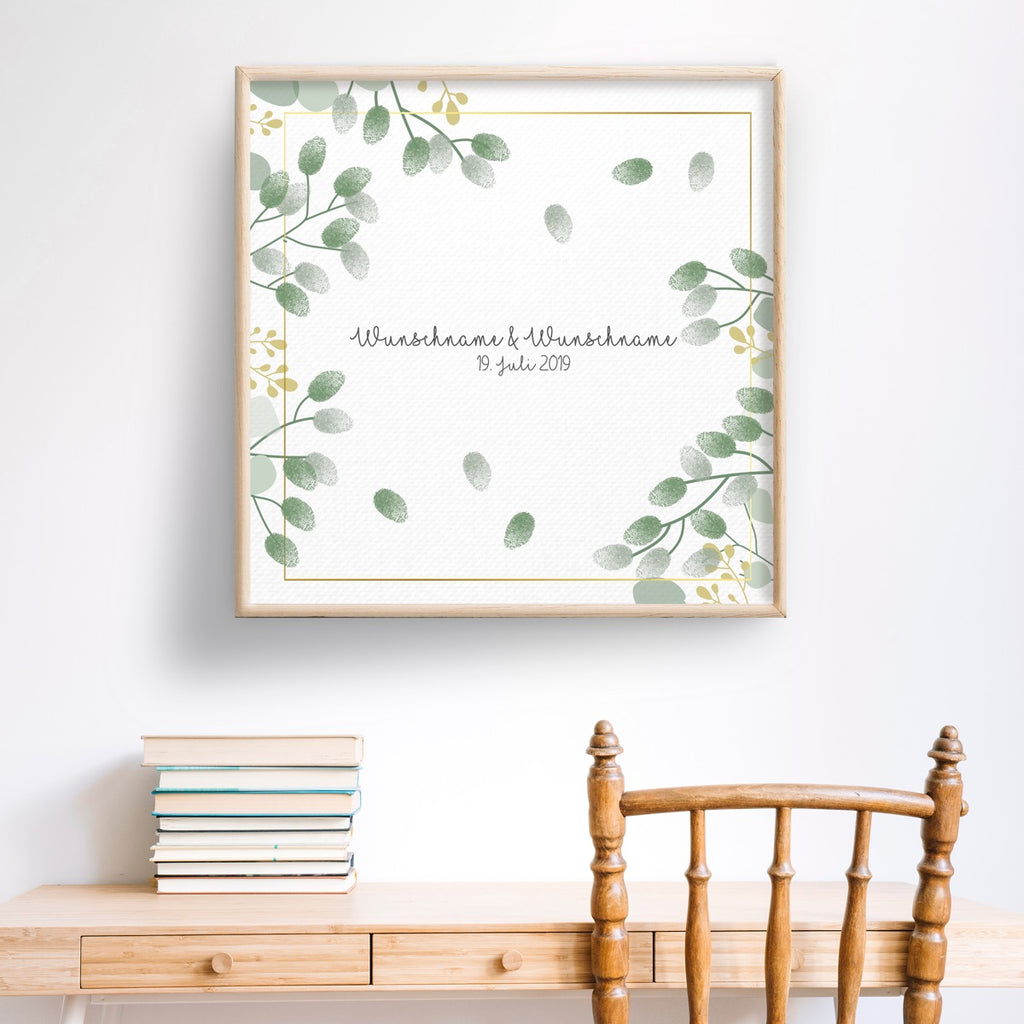 Personalisiertes Hochzeits-Gästebuch Leinwand 50x50 cm - Motiv Blumen - MADYES - Hochzeitsdeko Manufaktur
