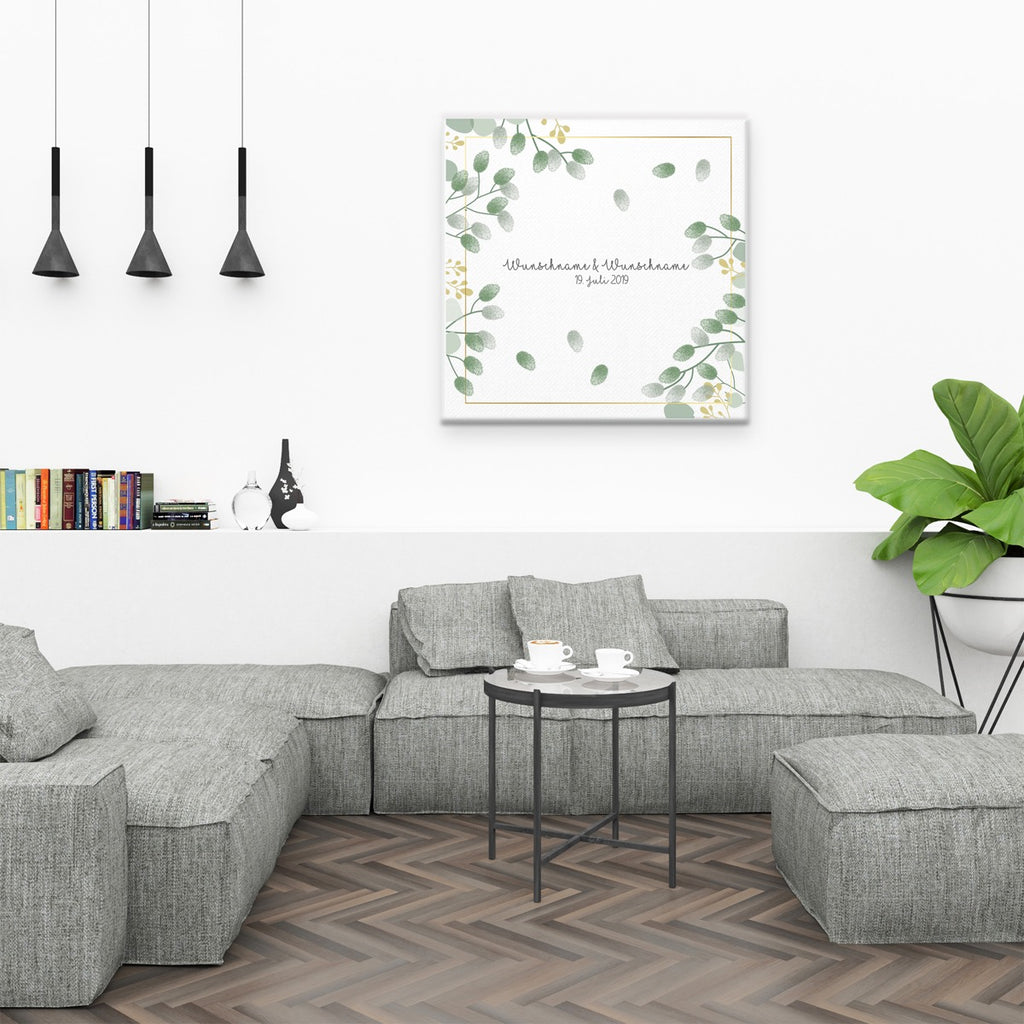 Personalisiertes Hochzeits-Gästebuch Leinwand 50x50 cm - Motiv Blumen - MADYES - Hochzeitsdeko Manufaktur