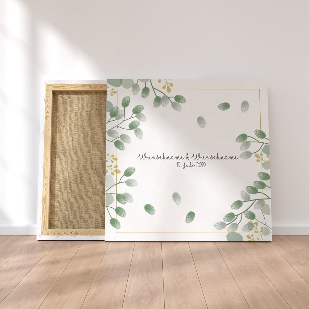 Personalisiertes Hochzeits-Gästebuch Leinwand 50x50 cm - Motiv Blumen - MADYES - Hochzeitsdeko Manufaktur