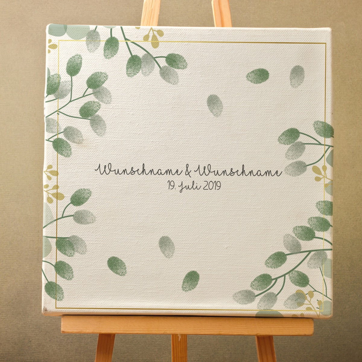 Personalisiertes Hochzeits-Gästebuch Leinwand 50x50 cm - Motiv Blumen - MADYES - Hochzeitsdeko Manufaktur