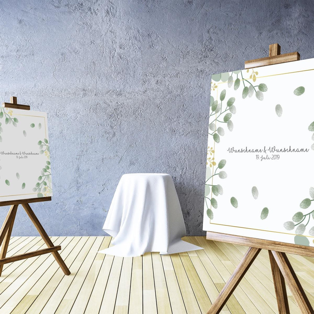 Personalisiertes Hochzeits-Gästebuch Leinwand 50x50 cm - Motiv Blumen - MADYES - Hochzeitsdeko Manufaktur