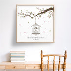Personalisiertes Hochzeits-Gästebuch Leinwand 50x50 cm - Motiv Vogelkäfig - MADYES - Hochzeitsdeko Manufaktur