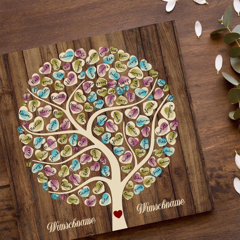 Rustikales Gästebuch Hochzeit – Wooden Tree personalisiert - MADYES