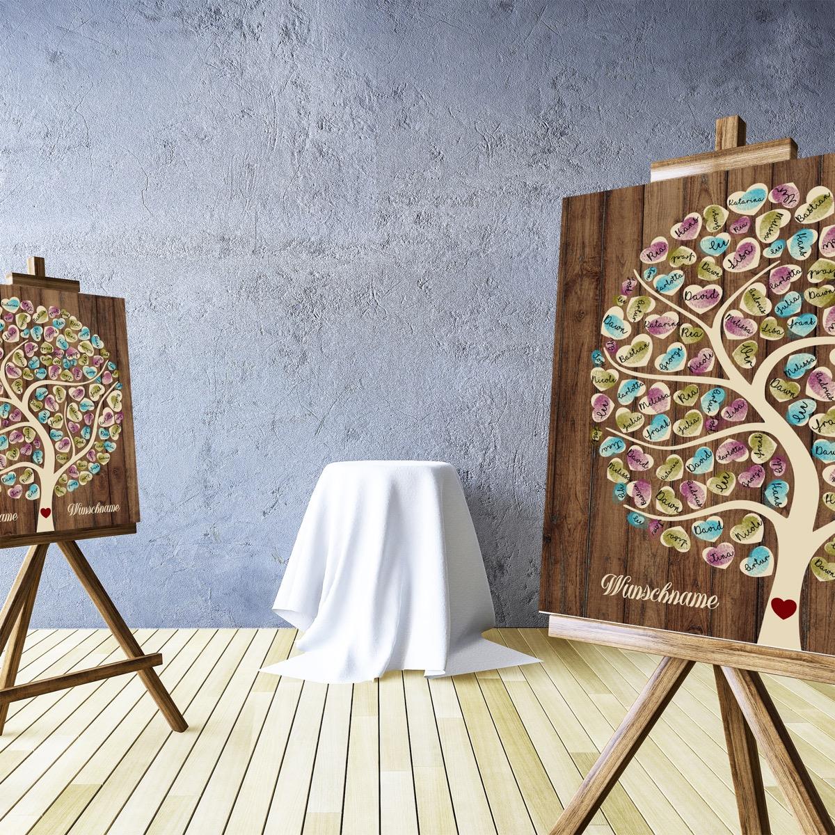 Rustikales Gästebuch Hochzeit – Wooden Tree personalisiert - MADYES