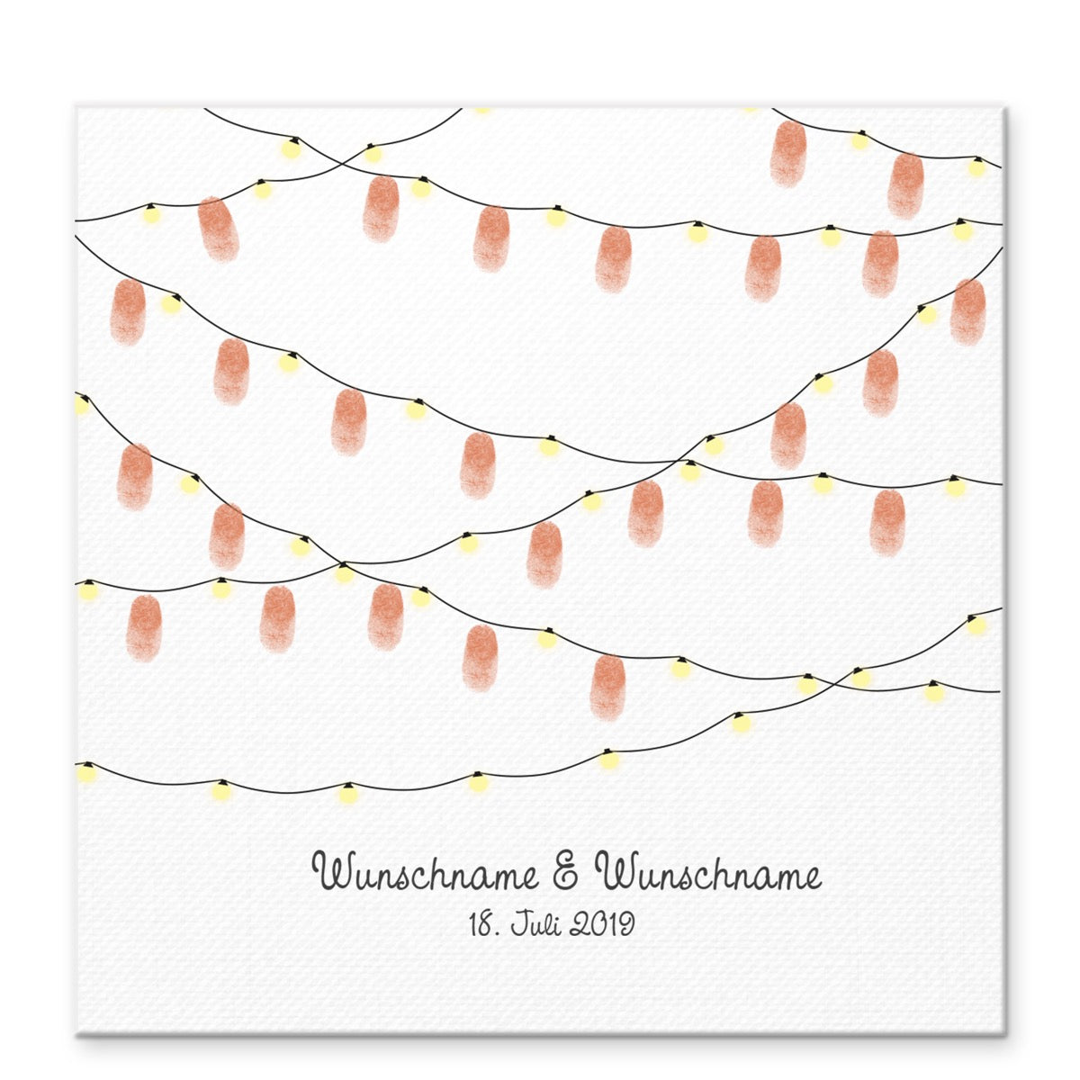 Personalisiertes Hochzeits-Gästebuch Leinwand 50x50 cm - Motiv Girlande - MADYES - Hochzeitsdeko Manufaktur