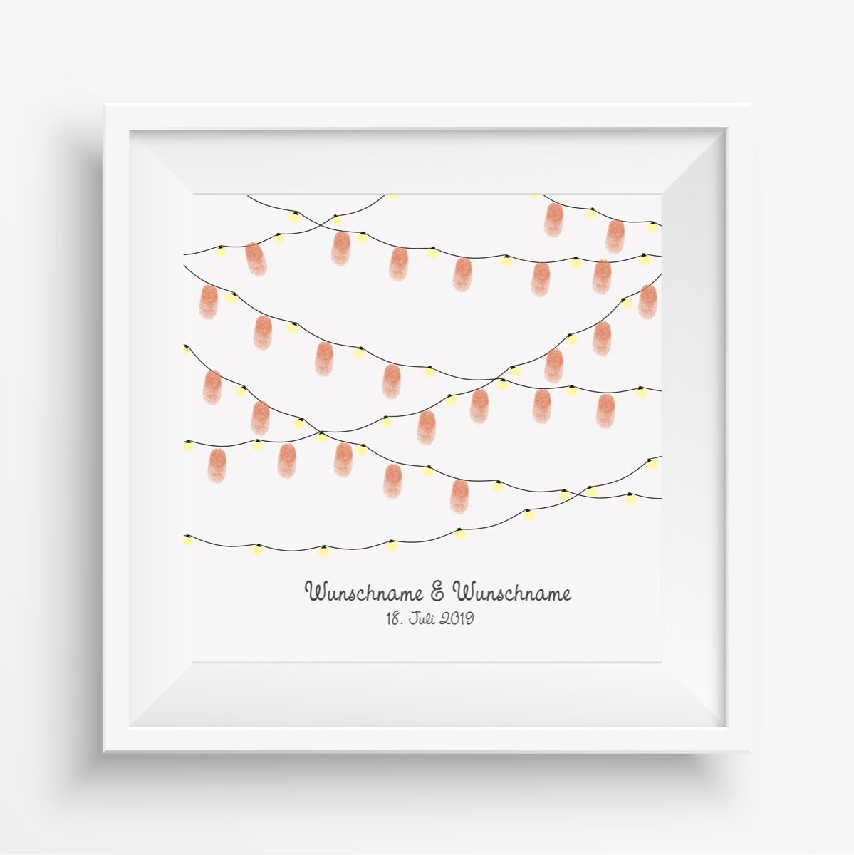 Personalisiertes Hochzeits-Gästebuch Leinwand 50x50 cm - Motiv Girlande - MADYES - Hochzeitsdeko Manufaktur