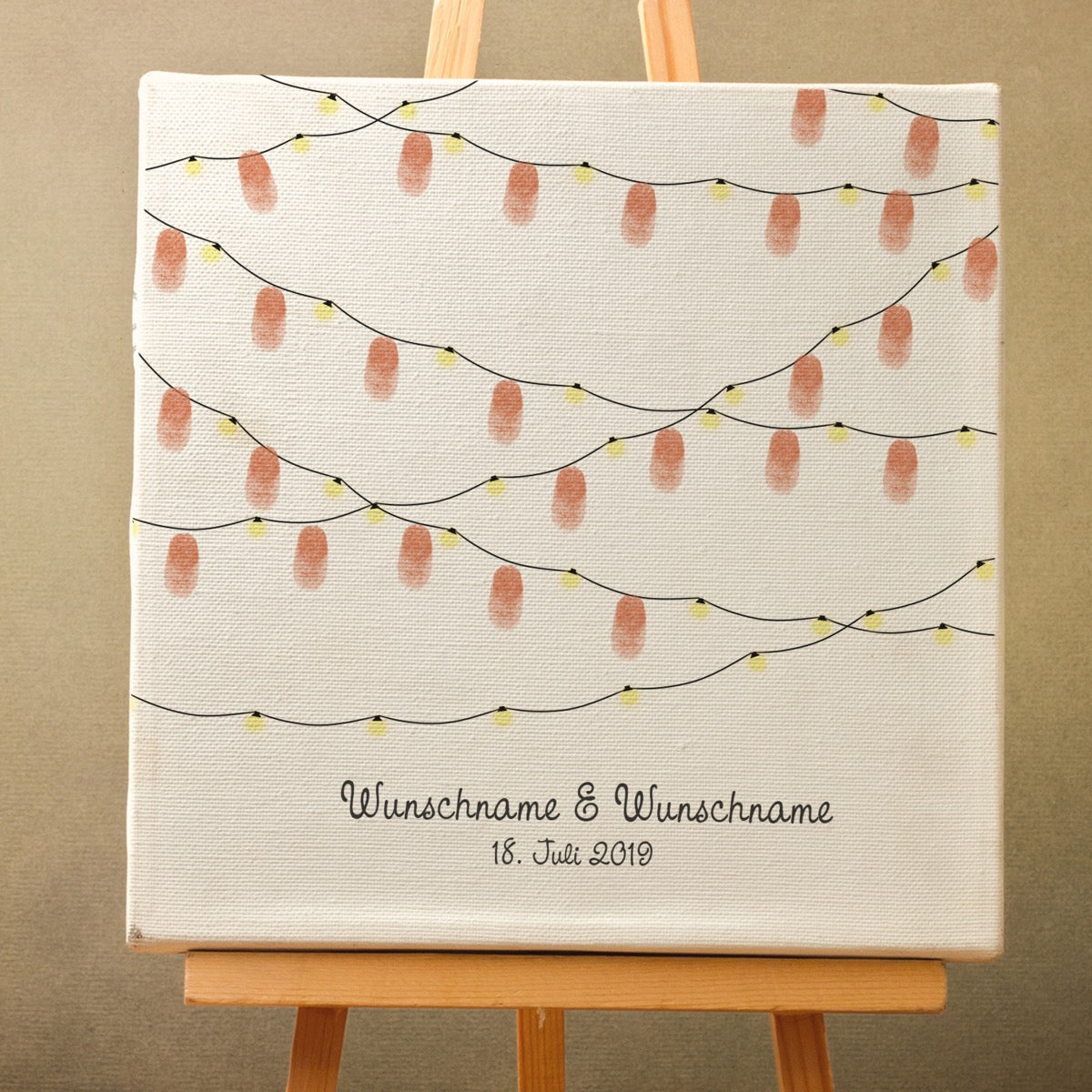 Personalisiertes Hochzeits-Gästebuch Leinwand 50x50 cm - Motiv Girlande - MADYES - Hochzeitsdeko Manufaktur