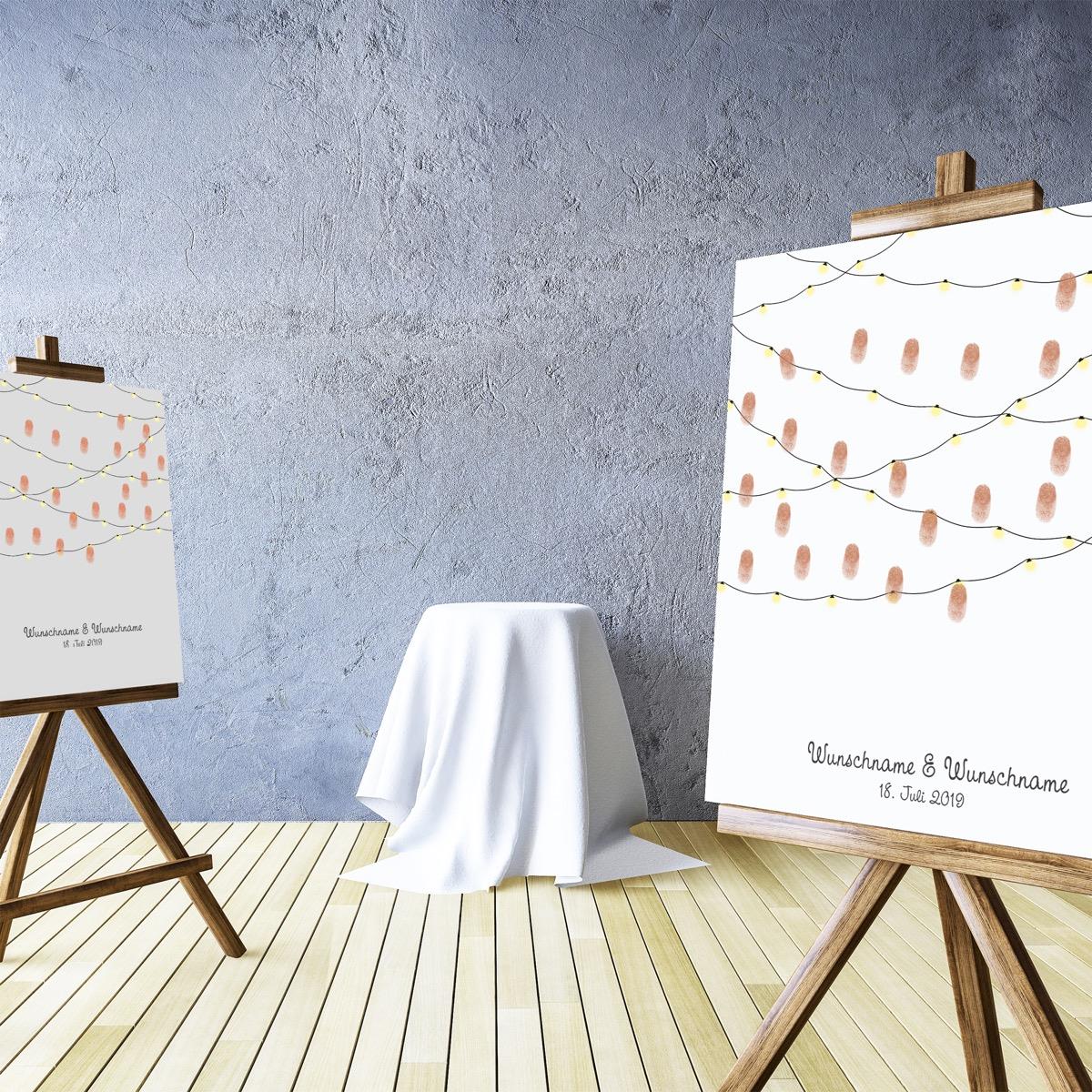 Personalisiertes Hochzeits-Gästebuch Leinwand 50x50 cm - Motiv Girlande - MADYES - Hochzeitsdeko Manufaktur