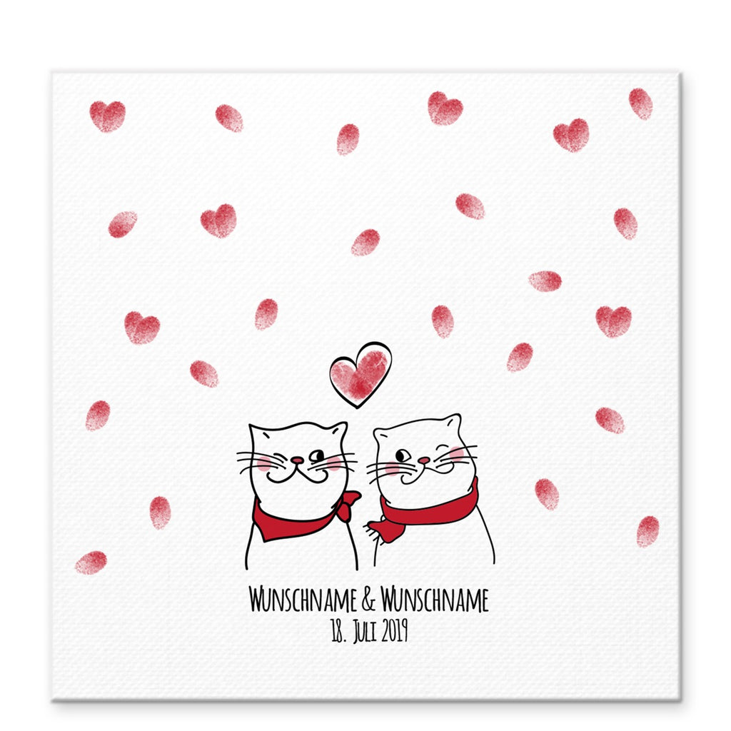 Personalisiertes Hochzeits-Gästebuch Leinwand 50x50 cm - Motiv Katzen - MADYES - Hochzeitsdeko Manufaktur