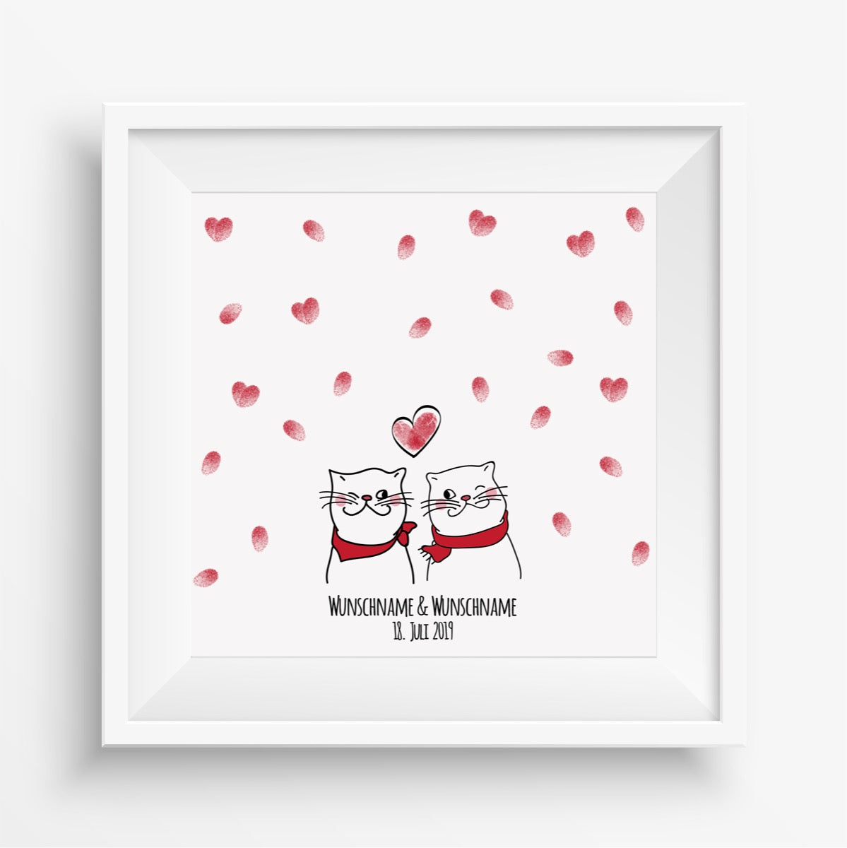 Personalisiertes Hochzeits-Gästebuch Leinwand 50x50 cm - Motiv Katzen - MADYES - Hochzeitsdeko Manufaktur