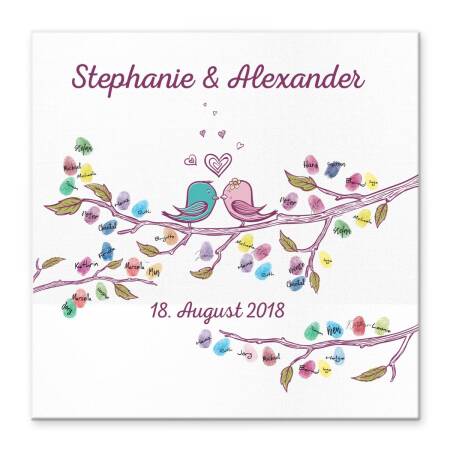 Gästebuch Hochzeit Love Birds Leinwand