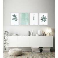 Set von 4 botanischen Kunstdrucken moderne Blätter Kunstdrucke A5 (14,8 x 21 cm)