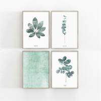Set von 4 botanischen Kunstdrucken moderne Blätter Kunstdrucke A3 (29,7 x 42 cm)