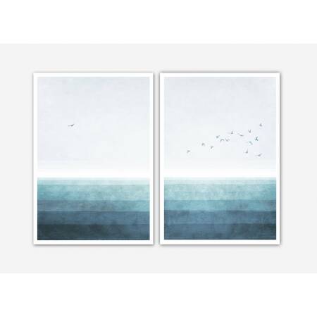 Set von 2 seegrünen Kunstdrucken. Ozean Druck Meer Druck. A5 (14,8 x 21 cm)