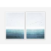 Set von 2 seegrünen Kunstdrucken. Ozean Druck Meer Druck. A4 (21 x 29,7 cm)
