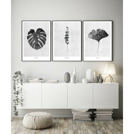 Set von 3 botanischen schwarz-weissen Kunstdrucken moderne Kunst Büro Wandkunst A5 (14,8 x 21 cm)