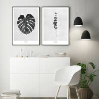 Set von 3 botanischen schwarz-weissen Kunstdrucken moderne Kunst Büro Wandkunst A5 (14,8 x 21 cm)