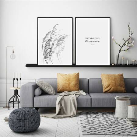 Set von 2 Kunstdrucken Aquarellgräser im Wind Kunstdruck mit schönem Zitat A4 (21 x 29,7 cm)