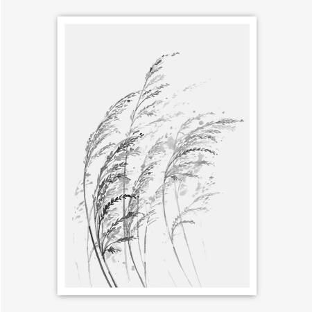 Set von 2 Kunstdrucken Aquarellgräser im Wind Kunstdruck mit schönem Zitat A3 (29,7 x 42 cm)
