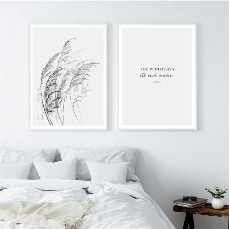 Set von 2 Kunstdrucken Aquarellgräser im Wind Kunstdruck mit schönem Zitat A3 (29,7 x 42 cm)