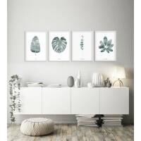 Set von vier botanischen Kunstdrucken Wandkunst Schlafzimmer Drucke Büro Drucke A5 (14,8 x 21 cm)
