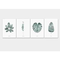 Set von vier botanischen Kunstdrucken Wandkunst Schlafzimmer Drucke Büro Drucke A5 (14,8 x 21 cm)