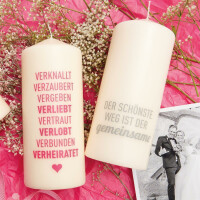 Flämmchen "Beste Freundin" pink, Stumpenkerze klein 8 x 6 cm