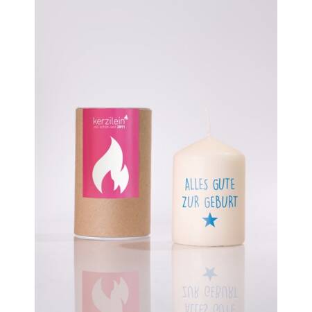 Kerzilein Candle Flemms Blue all the best for birth stump candy small 8 x 6 cm