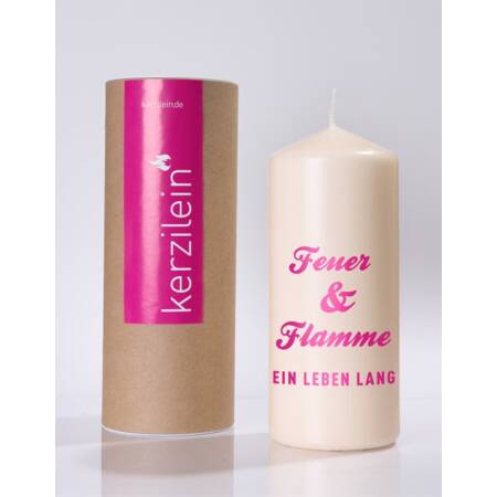 Kerzilein Kerze Flamme pink FEUER UND FLAMME EIN LEBEN LANG Stumpenkerze groß 185 x 78 cm