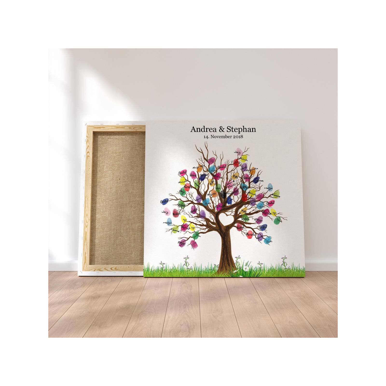 Gastebuch Hochzeit Baum Herz Leinwand