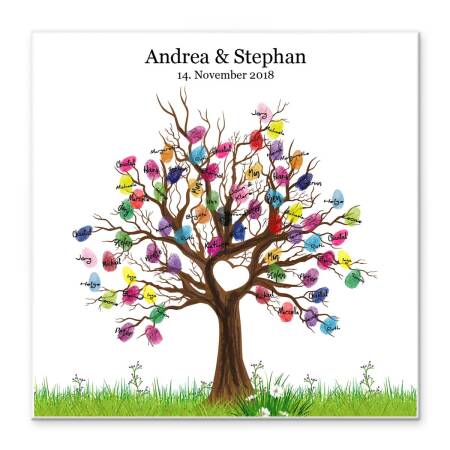 Gästebuch Hochzeit Baum Herz Leinwand