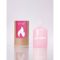 Candle of stupid flemple pink / white younikat stump candy small 8 x 6 cm