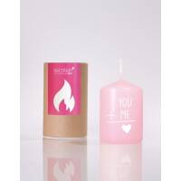Candle Stump Rush Flemmen Pink / White You and Me Stump Candle Small 8 x 6 cm