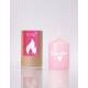 Candle pillar candy flemple pink / white sister heart stump candy small 8 x 6 cm