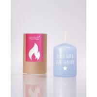 Candle of stupid flemms light blue / white all the best for birth stump core small 8 x 6 cm
