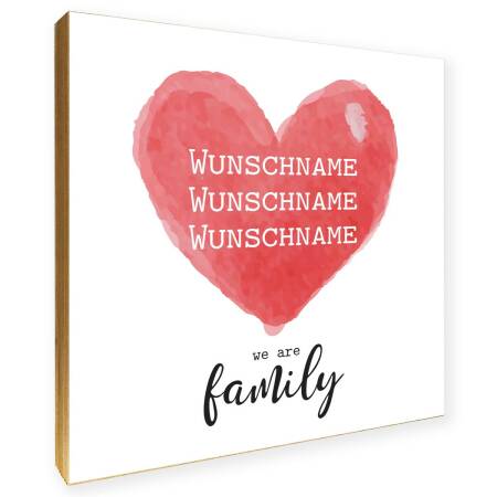 Holzbild "Familie Herz Wunschnamen"