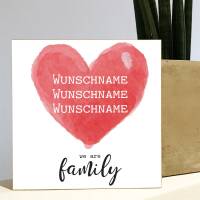 Holzbild "Familie Herz Wunschnamen"