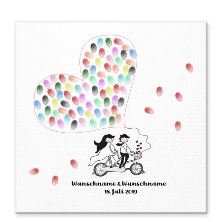 Guest book wedding bike heart canvas