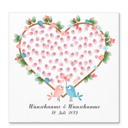 Guest book wedding Birds Love canvas