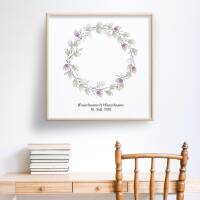 Guest book wedding "flower wreath" canvas