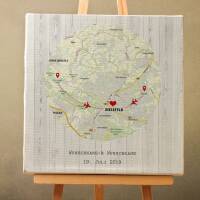 Guest book wedding "map round" canvas