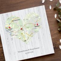 Guest book wedding "map heart" canvas