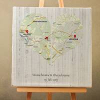 Guest book wedding "map heart" canvas