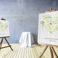 Guest book wedding "map heart" canvas