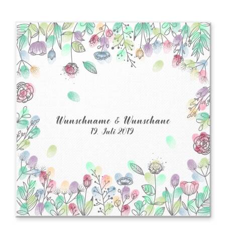 Guest book wedding flower ring canvas