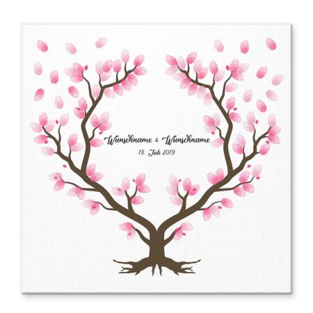Hochzeitsgästebuch Leinwand mit Namen Wedding Tree 50x50cm Fingerabdruck