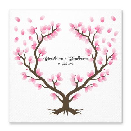 Guest book wedding tree heart canvas