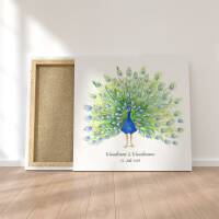 Guest book wedding "peacock feathers" canvas